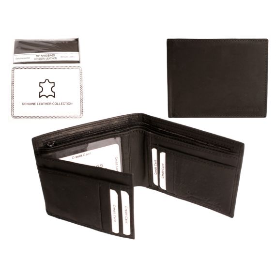 Men black leather wallet