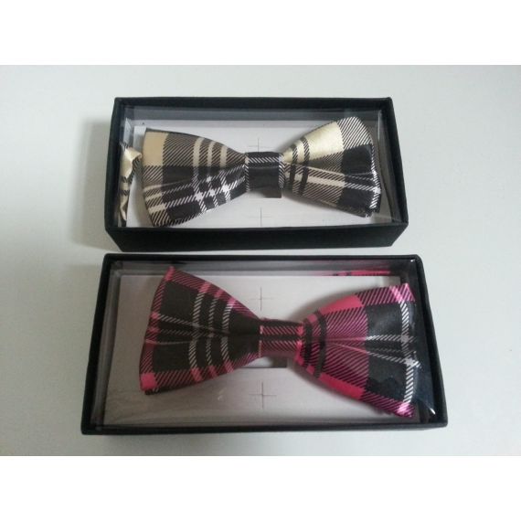 Boys beige and pink mix bow tie