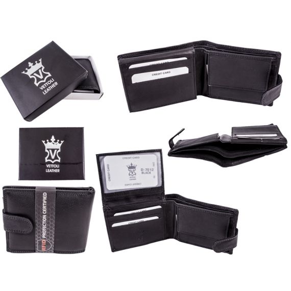 Men black leather wallet