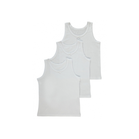 Girls 3 pack white vest
