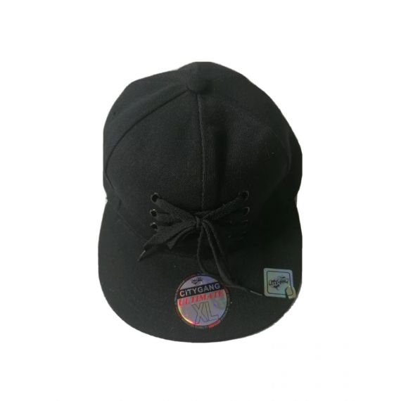 Black lace-up hat XL