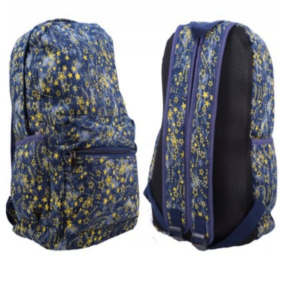 Navy canvas mix backpack