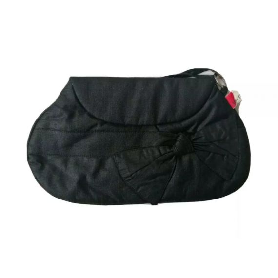 Black bow clutch bag