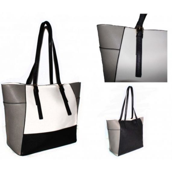 White grey adjustable handbag