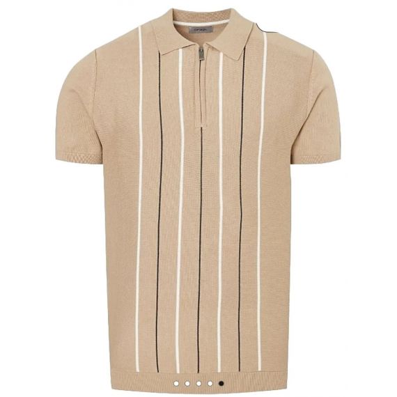 Beige zip polo