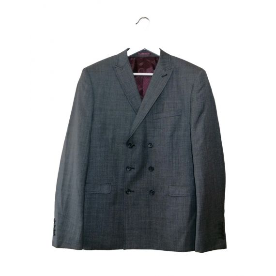 Grey double breasted blazer 42R