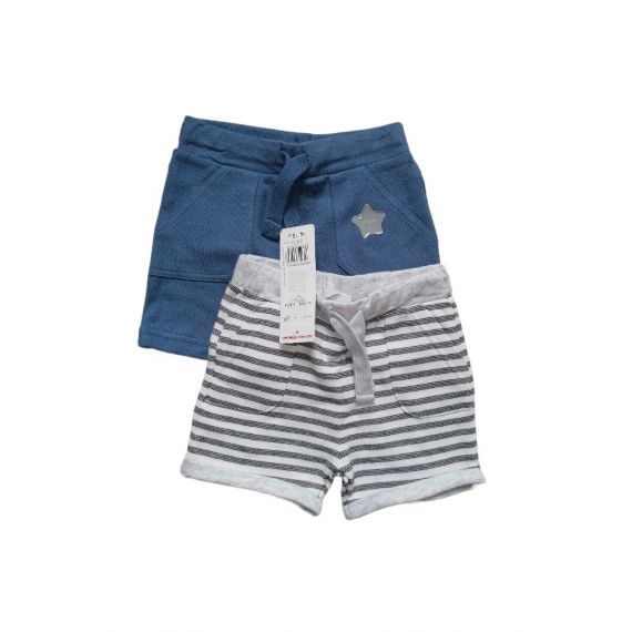 2 x blue stripe shorts 9-12m
