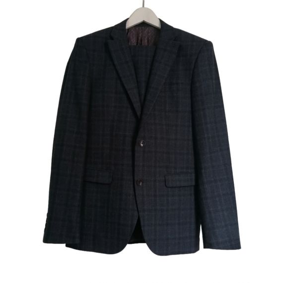 Men grey check 2 piece suit 38L/32L