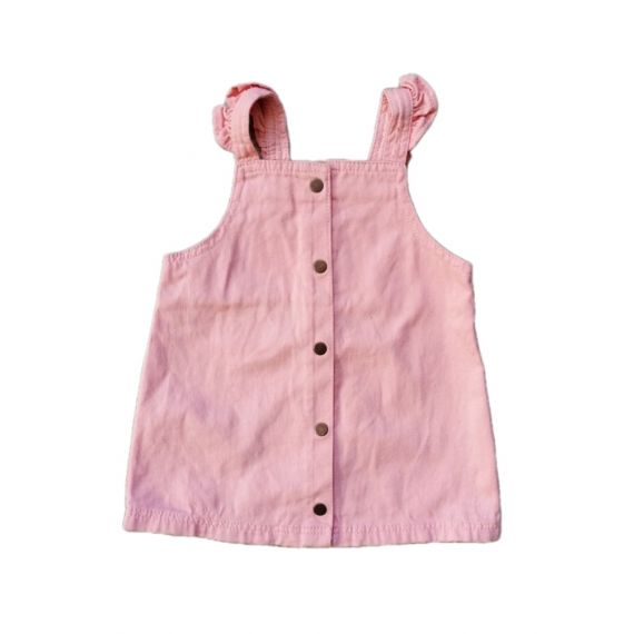 Girls pink pinafore 6-9m