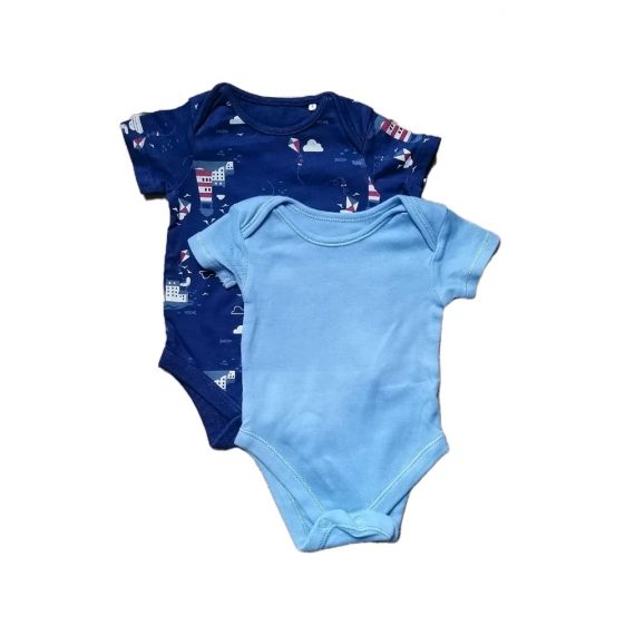 2 x blue bodysuit 0-3m