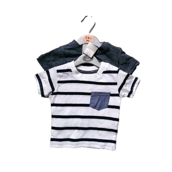 2 x Blue stripe t-shirt 3-6m