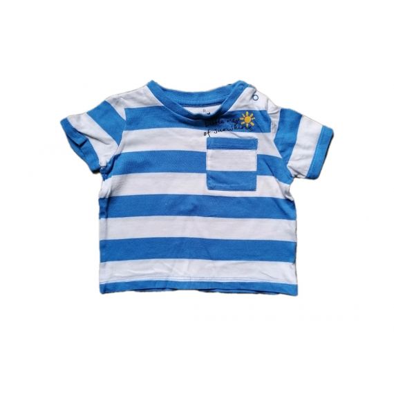 Blue white tshirt 3-6m