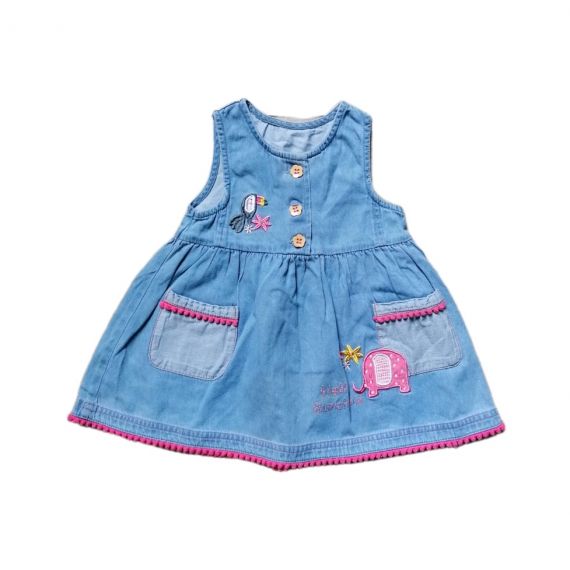 Denim sleeveless dress 6-9m