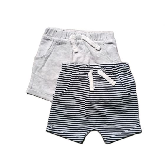 Grey stripe shorts 3-6m