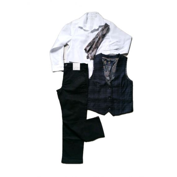 Boys 4 piece black/white outfit 5-6y